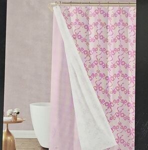 Betsey Johnson Pink Bow Shower Curtain Set Bathroom Decor
